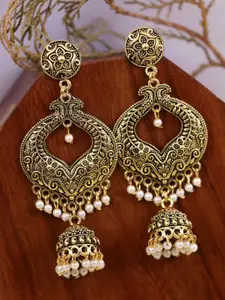 Crunchy Fashion Woman White antique Jhumkas Earrings