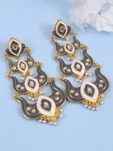 Crunchy Fashion Grey & Gold-Toned Contemporary Drop Earrings