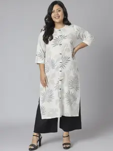 XL LOVE by Janasya Women Plus Size Off-White Printed Kurta