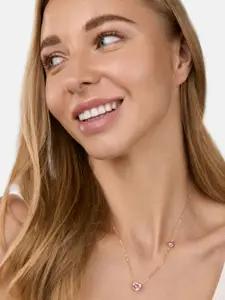 MINUTIAE Gold-Toned & Pink Brass Gold-Plated Handcrafted Necklace