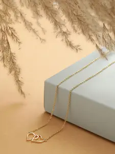 MINUTIAE Gold-Toned Brass Gold-Plated Handcrafted Interlocked Heart Necklace