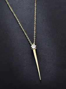 MINUTIAE Gold-Plated & White Crystal Solitaire Javeline Pendant Necklace