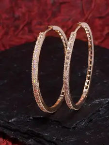 ZENEME Woman Rose Gold Circular Hoop Earrings