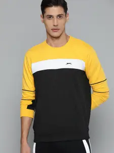 Slazenger Men Mustard Yellow & Black Colourblocked Sweatshirt