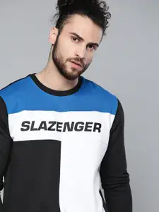 Slazenger Men White & Black Colourblocked Athleisure Sweatshirt