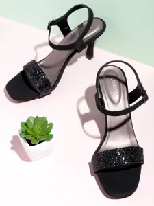 CORSICA Women Black Stone Embellished Party Heels