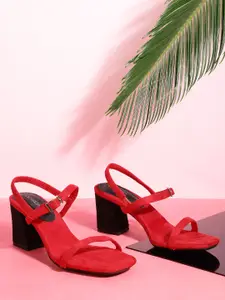 CORSICA Red Solid Block Heels
