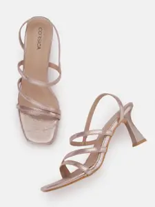 CORSICA Rose Gold-Toned Solid Block Heels