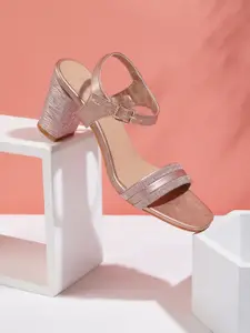CORSICA Rose Gold Shimmer Detail Block Sandals