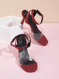 CORSICA Red & Transparent Shimmer Slim Party Heels