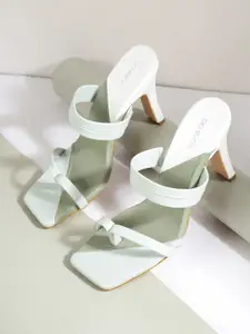 CORSICA Mint Green Solid Strappy One Toe Block Heels