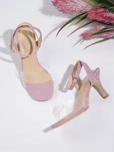 CORSICA Pink & Transparent Shimmer Slim Party Heels
