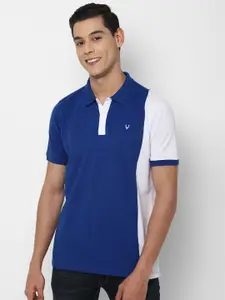 Allen Solly Men Blue Colourblocked Polo Collar Applique T-shirt