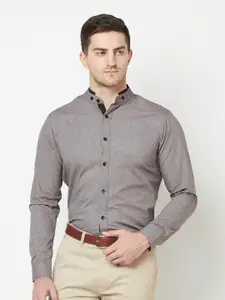 Purple State Men Grey Slim Fit Opaque Casual Shirt