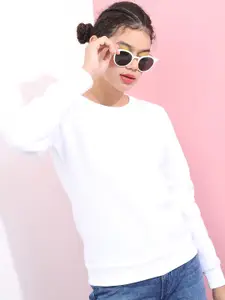 Tokyo Talkies Women White Sweatshirt