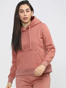Tokyo Talkies Women Pink Hooded Sweatshirt