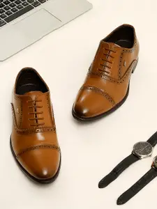 ID Men Tan Formal Brogue Shoes