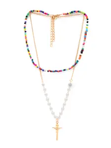 URBANIC Women Gold-Toned & Red Layered Necklace