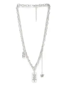 URBANIC Silver-Toned Double Layered Linked Necklace with Charms