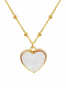 URBANIC Gold-Toned & White Heart Imitation Necklace