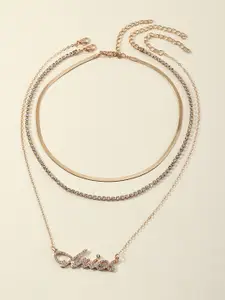 URBANIC Gold-Toned & Transparent Layered Necklace