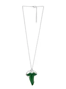 URBANIC Green & Silver-Toned Necklace with Pendant