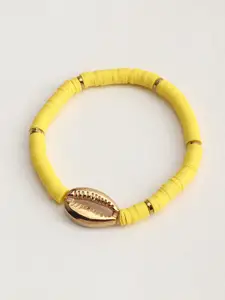 URBANIC Women Yellow & Gold-Toned Cowry Detail Elasticated Bracelet