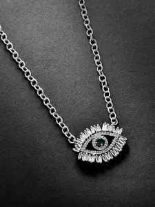 MINUTIAE Silver-Toned & Green Brass Silver-Plated Necklace