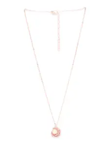 URBANIC Gold-Toned & Pink Stone Studded Necklace