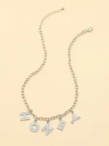 URBANIC Silver-Toned & Transparent Layered Necklace