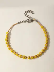 URBANIC Women Mustard Yellow Beaded Bracelet