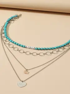 URBANIC Women Blue & Silver-Toned Layered Necklace