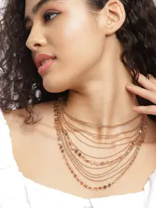 DressBerry Rose Gold-Toned Layered Necklace