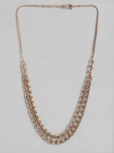DressBerry Rose Gold-Toned Layered Link Necklace