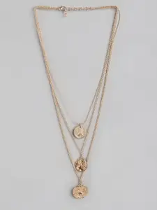 DressBerry Rose Gold-Toned Layered Coin Textured Necklace
