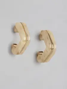 DressBerry Gold-Toned Geometric Half Hoop Earrings