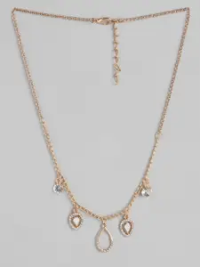 DressBerry Rose Gold-Toned Stone Studded Necklace