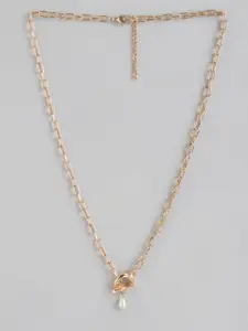 DressBerry Rose Gold-Toned Beaded Lariat Necklace