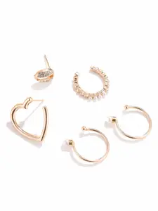 URBANIC Gold-Toned & White Geometric Studs Earrings