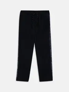 Octave Boys Navy Blue Solid Cotton Track Pants