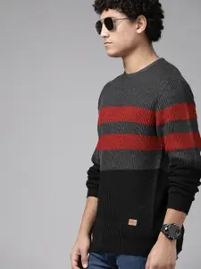The Roadster Lifestyle Co. Men Striped Colourblocked Pullover