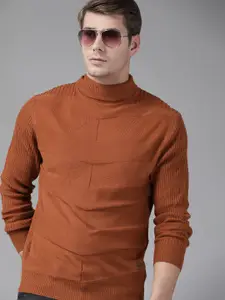 The Roadster Lifestyle Co Men Brown Striped Pullover