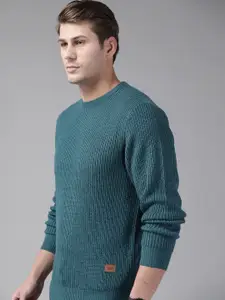 The Roadster Lifestyle Co Men Teal Blue Solid Pullover