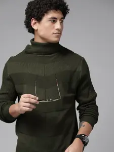 The Roadster Lifestyle Co. Men Self-Striped Pullover