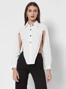 URBANIC White Cut-Out Shirt Style Top