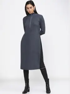 Vishudh Women Navy Blue Pathani Kurta