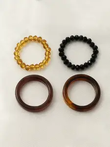 URBANIC Women Set of 4 Brown Geometric Imitation Ring