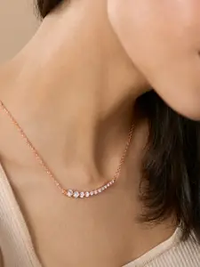 MINUTIAE Women Rose Gold & White Brass Handcrafted Necklace