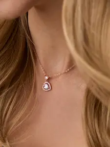 MINUTIAE Rose Gold Plated & White Brass Crystal St. Valentine Heart Pendant Necklace