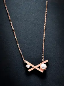 MINUTIAE Rose Gold & White Brass Rose Gold-Plated Necklace